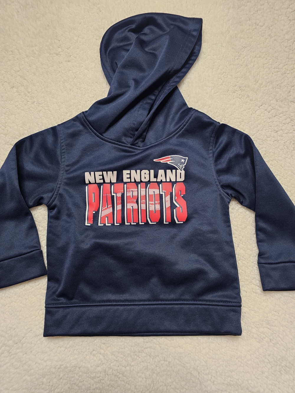 NFL New England Patriots Navy Hoodie with Red Logo Size 2T